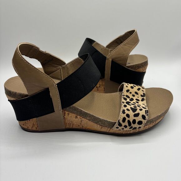 Corkys Black and Leopard Print Wedges - Picture 5 of 9